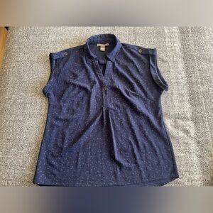 Oliva & Martin Blue Pullover Tunic Blouse 2X W/ Dots